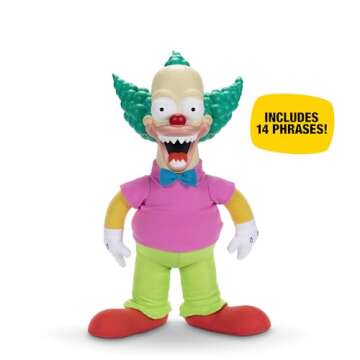 Disney The Simpsons Talking Krusty Doll Plush, 16-Inches Tall Good and Evil Krusty Pull String Doll Toy, from The Classic Treehouse of Horror III Episode