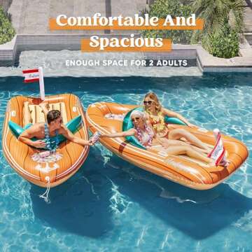 JOYIN Giant Boat Pool Float with Cooler - Inflatable Boat Funny Pool Floats Raft with Reinforced Cooler, Lounge Floaties Beach Lake Toys fun in summer Swimming Pool Party Decorations for Kids & Adults