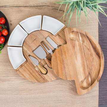 Acacia Wood Cheese Board Set