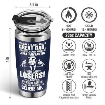 Christmas Gifts for Dad from Daughter, Son - Dad Christmas Gifts Gifts, Dad Gifts for Christmas, Fathers Day - Birthday Gifts for Dad, Cool Dad Birthday Gifts, Funny Dad Gifts, Best Tumbler 20Oz