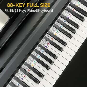 Piano Notes Guide - 88-Key Removable Silicone Labels