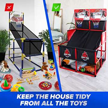 BESTKID BALL Kids Basketball Hoop Double Shot System Arcade Game Set: Indoor & Outdoor Sports Toys for Boys & Girls, Includes Ball & Shot Counter, Ideal Party Gifts for Little Athletes Ages 3-9.