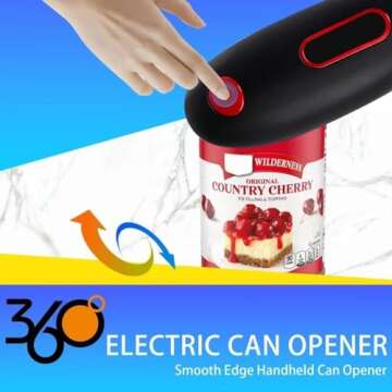 Electric Can Opener, No Sharp Edge Can Opene, One-Touch Electric Can Opener with Auto Shut,Best Kitchen Gadgets Electric Can Openers for Seniors with Arthritis,Black