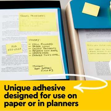 Post-it Notes, 12 Sticky Note Pads, 3 in. x 3 in., School Supplies for College Students and K-12 Teachers, Easy to Reposition Memo Pads Set, Great for Books and Paper, Canary Yellow