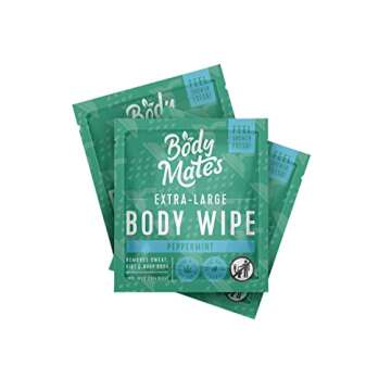 Body Mates Shower Extra-Large Body Wipes by Stall Mates, Portable Travel-Sized Individual Cleansing Wipes, 20 On-the-go Singles (Peppermint)