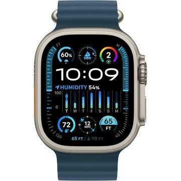 Apple Watch Ultra 2 [GPS + Cellular 49mm] Smartwatch with Rugged Titanium Case & Blue Ocean Band One Size. Fitness Tracker, Precision GPS, Action Button, Extra-Long Battery Life, Bright Retina Display