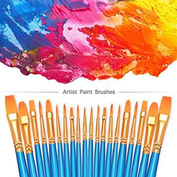 BOSOBO Paint Brushes Set, 2 Pack 20 Pcs Round-Pointed Tip Paintbrushes Nylon Hair Artist Acrylic Paint Brushes for Acrylic Oil Watercolor, Face Nail Art, Miniature Detailing & Rock Painting, Blue