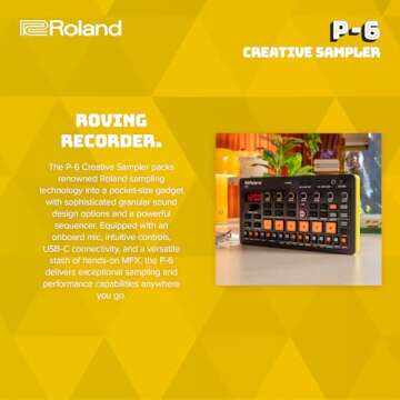 Roland AIRA Compact P-6 Creative Sampler | Granular Sound Design | Powerful Sequencer | Onboard Keyboard | Custom Loops | Built-In Mic | Hands-on Effects