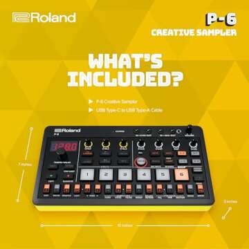 Roland AIRA Compact P-6 Creative Sampler | Granular Sound Design | Powerful Sequencer | Onboard Keyboard | Custom Loops | Built-In Mic | Hands-on Effects