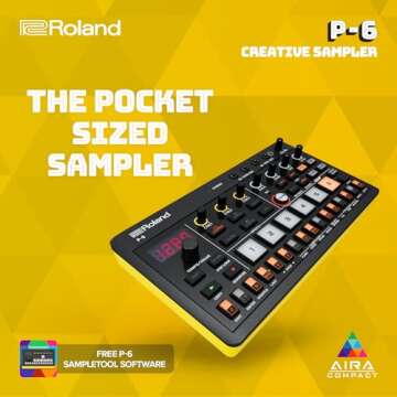 Roland AIRA Compact P-6 Creative Sampler | Granular Sound Design | Powerful Sequencer | Onboard Keyboard | Custom Loops | Built-In Mic | Hands-on Effects