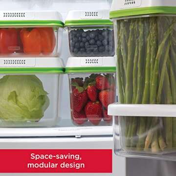 Rubbermaid 4-Piece Produce Saver Containers for Refrigerator with Lids for Food Storage