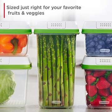 Rubbermaid 4-Piece Produce Saver Containers for Refrigerator with Lids for Food Storage