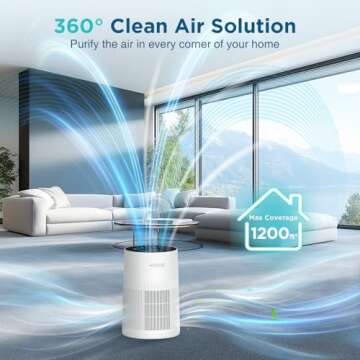 Air Purifiers for Home Large Room 1200ft², KOIOS H13 True HEPA Air Purifier for Bedroom with 7 Colorful Lights, Aromatherapy, Desktop Air Filter Cleaner for Smoke Dust Pollen Pets Dander Odor, AP2303