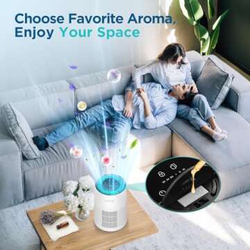 Air Purifiers for Home Large Room 1200ft², KOIOS H13 True HEPA Air Purifier for Bedroom with 7 Colorful Lights, Aromatherapy, Desktop Air Filter Cleaner for Smoke Dust Pollen Pets Dander Odor, AP2303