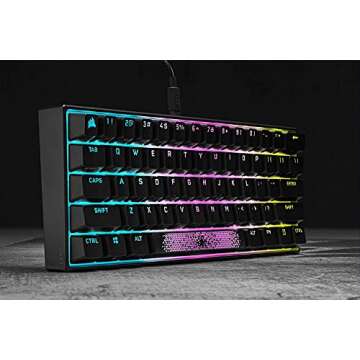 Corsair K65 RGB MINI 60% Mechanical Gaming Keyboard (Customizable Per-Key RGB Backlighting, CHERRY MX Speed Mechanical Keyswitches, Detachable USB Type-C Cable, AXON Hyper-Processing Technology) Black