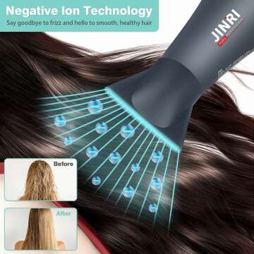 Professional 1875W Tourmaline Hair Dryer - Ionic Effect