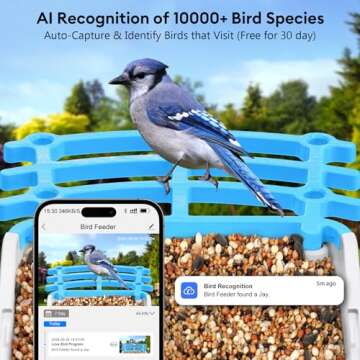 Smart Bird Feeder with Camera Solar Powered, AI Identify Bird Species 2.5k HD Auto Capture Bird Feeder Camera, Real Time Views and Notifications, Gift for Bird Lovers