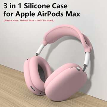 Silicone Case Cover for AirPods Max Headphones, Ear Pad Case Cover/Ear Cups Cover/Headband Cover for AirPods Max (USB-C/Lightning)(2024/2020),Accessories Silicone Protector for Apple AirPods Max, Pink