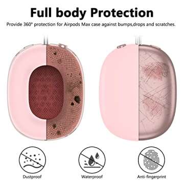 Silicone Case Cover for AirPods Max Headphones, Ear Pad Case Cover/Ear Cups Cover/Headband Cover for AirPods Max (USB-C/Lightning)(2024/2020),Accessories Silicone Protector for Apple AirPods Max, Pink