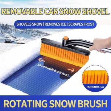 COFSODI Car Windshield Ice Scraper With Snow Brush, Snow Removal Squeegee For Automotive, Exterior Dust Remover Brushes And Brooms, Essential Winter Car Window Extendable Long Handled Snow Brush Tool.