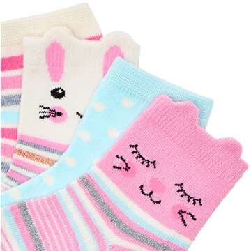 CHEROKEE girls Cherokee 10 Pack Crew Casual Sock, Assorted Pastel Critters, 2-4T US