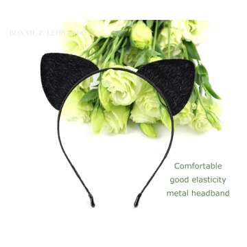 Black Cat Ears Headband - Furry Padded Accessory