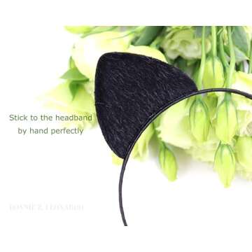 Black Cat Ears Headband - Furry Padded Accessory