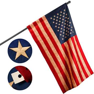 G128 American USA Tea-Stained Flag | 2.5x4 Ft | ToughWeave Pro Series Pole Sleeve Embroidered 420D Polyester | Embroidered Stars, Sewn Stripes, Indoor/Outdoor, NO Flagpole Included