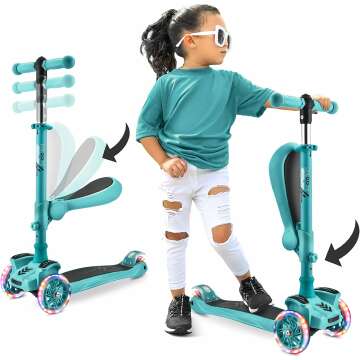 Hurtle 3-Wheeled Kids Scooter with LED Lights