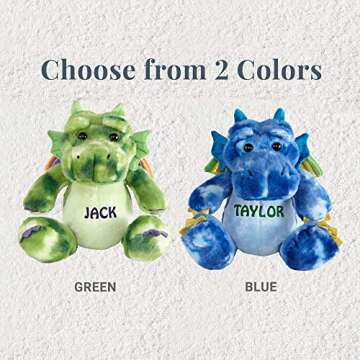 Let's Make Memories Personalized Legendary Friends Plush - Stuffed Animal - Cuddly Toy for Kids - Green Dragon - Customize with Any Name