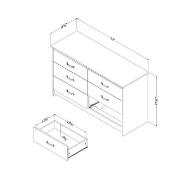 South Shore Tassio 6-Drawer Double Dresser Weathered Oak