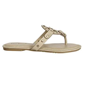 Pierre Dumas Women's Limit-20 Thong Flip Flop Sandal (Nude, us_footwear_size_system, adult, women, numeric, medium, numeric_9)