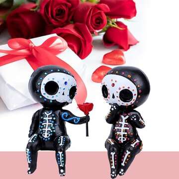 Sugar Skull Couple Statue for Unique Home Decor