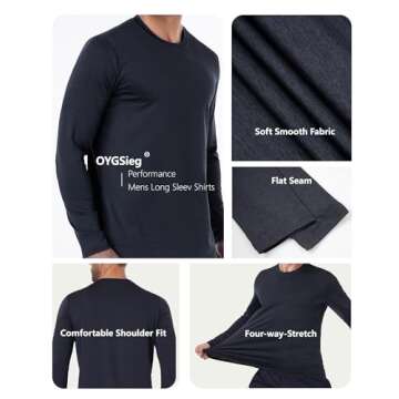 Moisture Wicking Long Sleeve Shirts for Men - 6 Pack