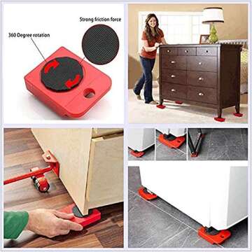 Moving Tools Furniture Lifter Furniture Movers Sliders for Moving Appliance Rollers 330 Lbs 360 Degree Rotatable Pads