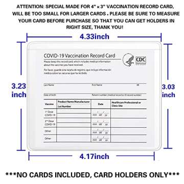 Mljsh Vaccine Card Holder Scratchproof, Vaccine Card Protector 4×3 inches, 2-Pack CDC Vaccination Card Protectors,Clear Plastic Immunization Record Card Sleeves,Smaller Vax Vaccinate Card Cover Case