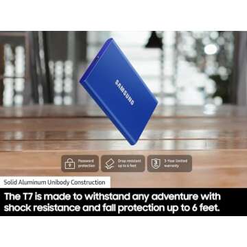 SAMSUNG T7 Portable SSD, 4TB External Solid State Drive, Speeds Up to 1,050MB/s, USB 3.2 Gen 2, Reliable Storage for Gaming, Students, Professionals, MU-PC4T0T/AM, Gray (Renewed)