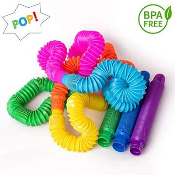 Nutty Toys Pop Tubes - Sensory Toys - Toddler Toys |8 Pack Large| Endless Creativity & Fun for Kids - Connect & Pop! Top ADHD Autism Fidget 2024, Best Boy & Girl Christmas Stocking Stuffers Gift Idea