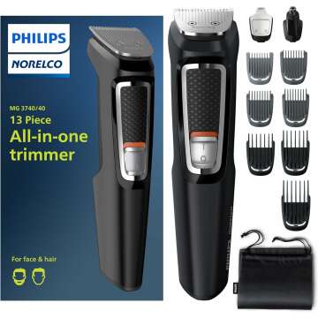 Norelco Philips Multi Groomer Series 3000 - All-in-One 13-Piece Men's Grooming Kit