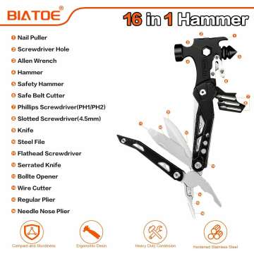 16-in-1 Multi Tool Hammer for Outdoor Use