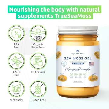 TrueSeaMoss Wildcrafted Irish Sea Moss Gel –7 Flavors- Nutritious Raw Seamoss Rich in Minerals, Proteins & Vitamins – Antioxidant Health Sea Moss, Vegan Made in USA (MANGO/PINEAPPLE, 1)