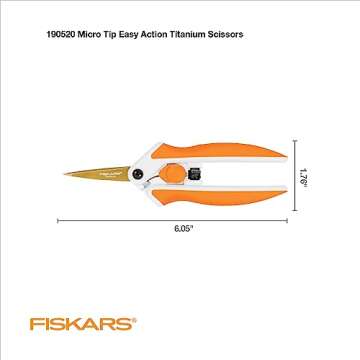 Fiskars Premier No. 5 Micro-Tip Easy Action Titanium Scissors - Stainless Steel Fabric and Mixed Media Scissors - Arts and Crafts - Orange