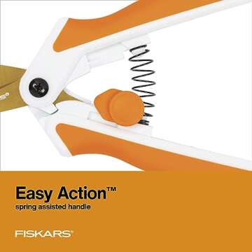 Fiskars Premier No. 5 Micro-Tip Easy Action Titanium Scissors - Stainless Steel Fabric and Mixed Media Scissors - Arts and Crafts - Orange