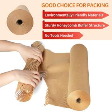 Honeycomb Packaging Paper, 15" x 135' Packing Paper Recyclable Moving Supplies Bubble Cushion Wrapping Paper Packing for Dishes Shipping Protective Roll for Protecting Fragile Items