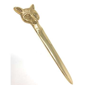 Madison Bay Company Polished Brass Fox Letter Opener, 6 Inches Long