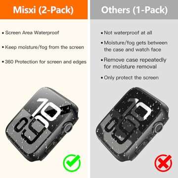 Misxi [2 Pack] Waterproof Hard Case with Tempered Glass Compatible with Apple Watch Series 10 (2024) 46mm, Ultra-Thin Anti-Fall Tough Protective Cover for iWatch Screen Protector, Matte Black