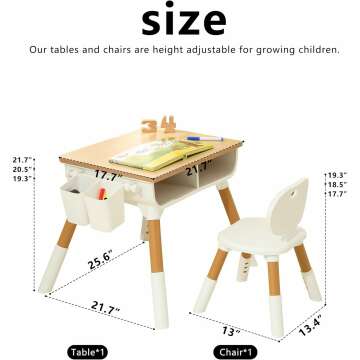 Adjustable Kids Study Desk & Chair Set with Storage