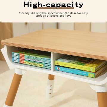 Adjustable Kids Study Desk & Chair Set with Storage