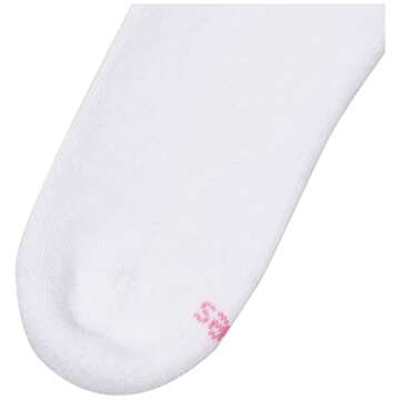 Hanes Women's Ankle Socks, Comfort Toe Seamed, Black Available, 6-Pack, White-6 Pack, 8-12