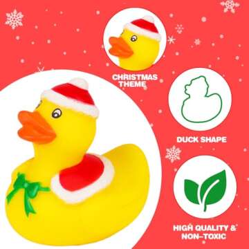 Advent Calendar 2024 Christmas Ducks - 24 Days Christmas Countdown with 24 Xmas Santa Rubber Duckies Bath Toys, Christmas Gifts Party Favors for Boys, Girls, Toddlers and Kids